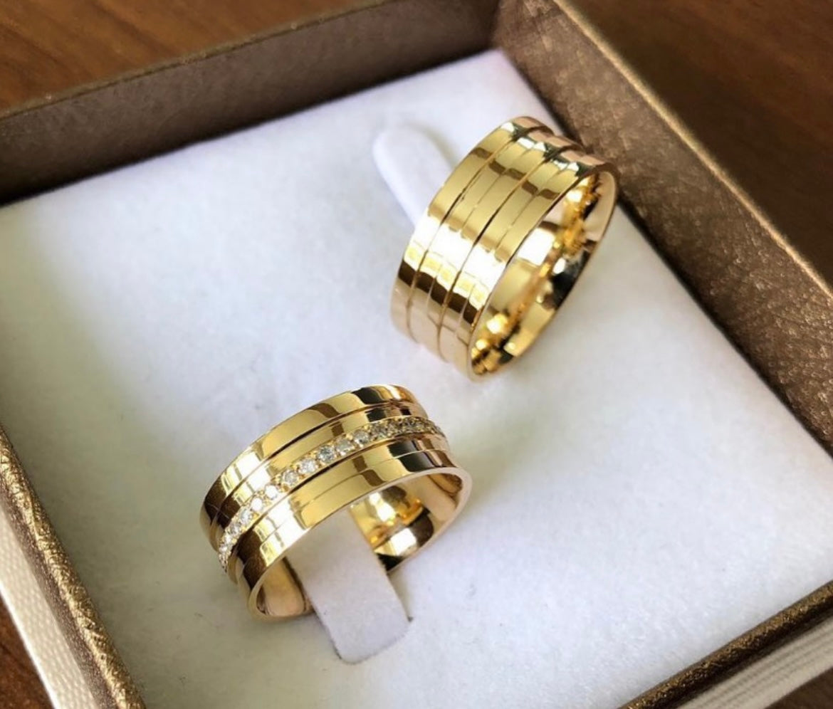 Conjunto Alianças de Moeda Antiga - Londres 10mm