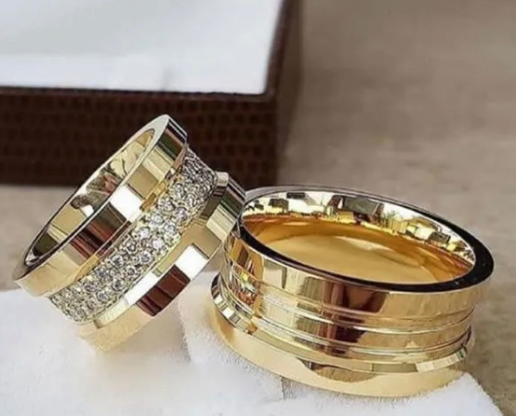 Conjunto Alianças Banhada Ouro 18K 10mm - Florença