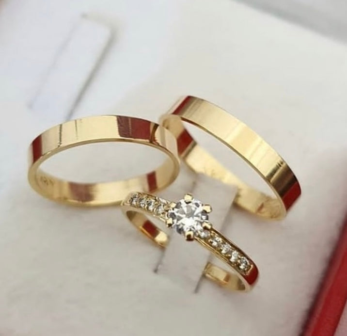 Conjunto Alianças de Moeda Antiga - Linda 3mm