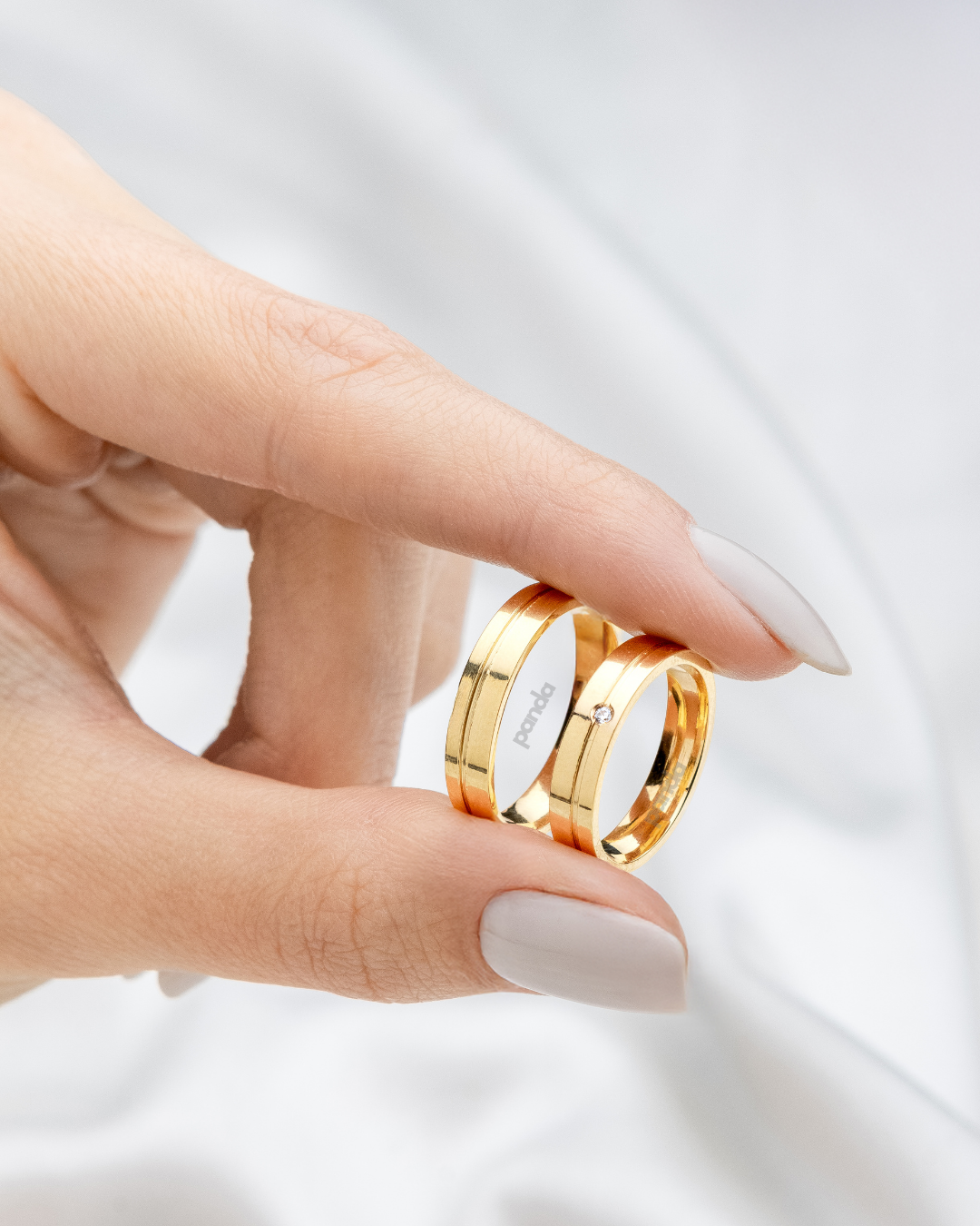 Conjunto Alianças Banhada Ouro 18K 4mm - Barcelona