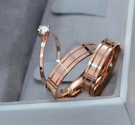 Par de alianças banhada em ouro rose - 5mm