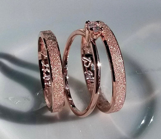 Par de alianças banhadas em ouro rose - 3mm