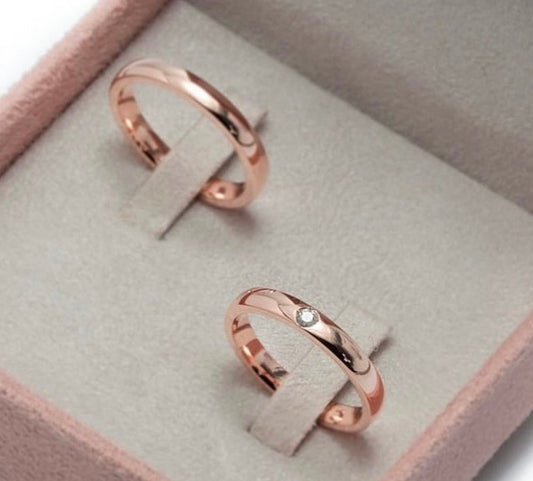 Par de alianças banhadas em ouro rose - 3mm