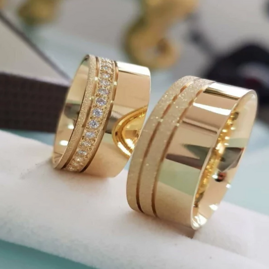 Conjunto Alianças Banhada Ouro 18K 6mm - Helsinki