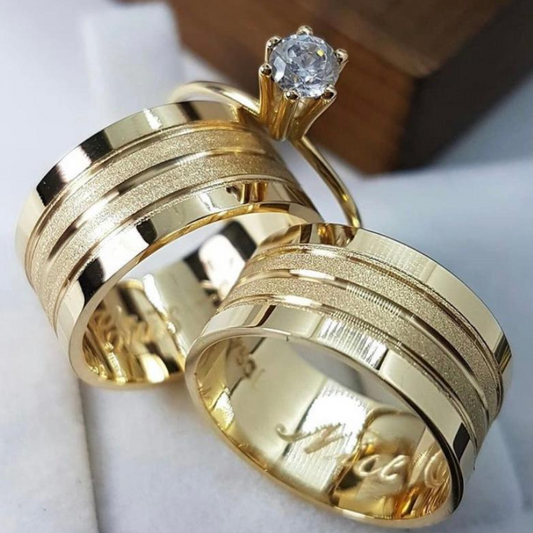 Conjunto Alianças de Moeda Antiga - Brilho Estelar 10mm
