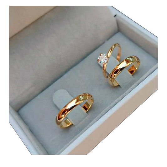 Conjunto Alianças de Moeda Antiga - Pétala de Rosa 3mm
