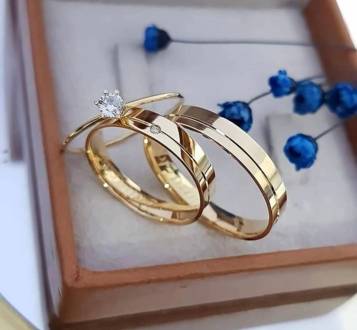 Conjunto Alianças de Moeda Antiga - Selo do Destino 4mm