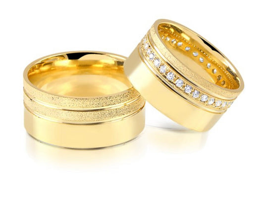 Conjunto Alianças de Moeda Antiga - Búzios 9mm