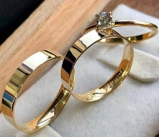 Conjunto Alianças Banhada Ouro 18K 5mm - Mônaco