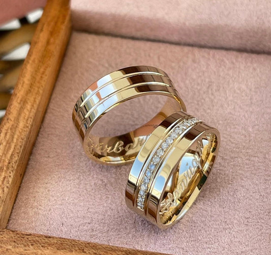 Conjunto Alianças de Moeda Antiga - Córdova 8mm