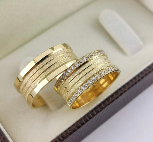 Conjunto Alianças Banhada Ouro 18K 10mm - Roma