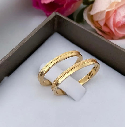 Conjunto Alianças Banhada  Ouro 18K 3mm - Milão