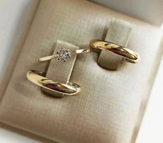Conjunto Alianças de Moeda Antiga - Búzios 4mm