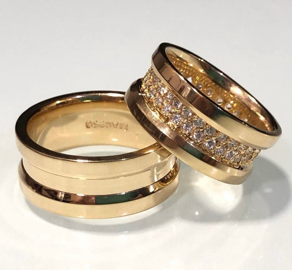 Conjunto Alianças de Moeda Antiga - Viena 7mm