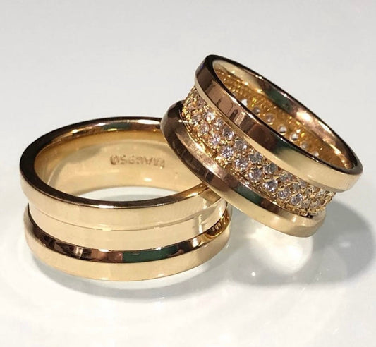 Conjunto Alianças de Moeda Antiga - Viena 7mm