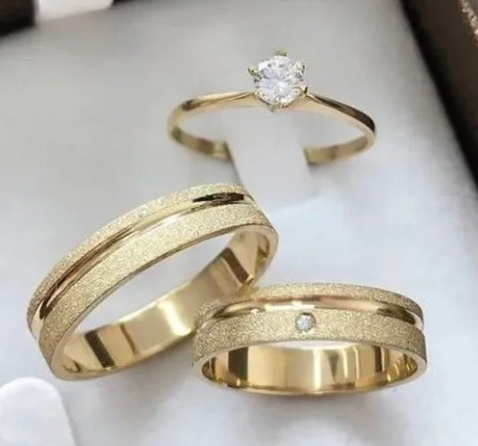 Conjunto Alianças Banhada Ouro 18K 7mm - Veneza