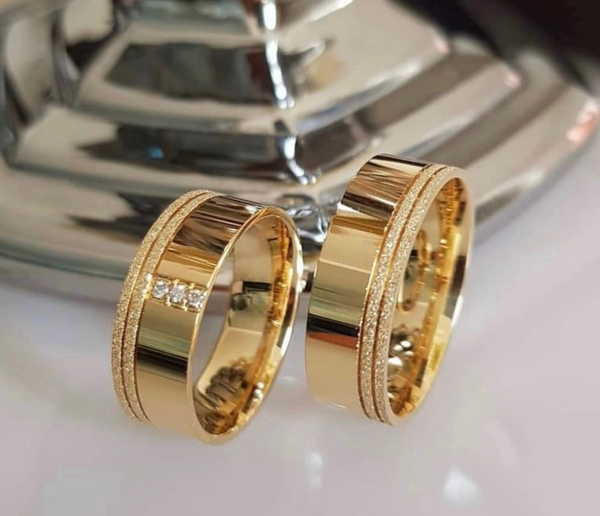 Conjunto Alianças de Moeda Antiga - Encanto Sereno 7mm