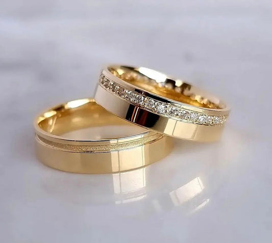Conjunto Alianças de Moeda Antiga - Versos da Alma 5mm