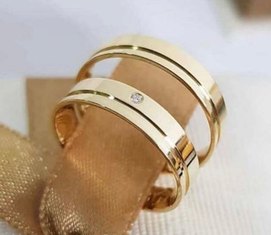 Conjunto Alianças de Moeda Antiga - Olhares Entrelaçados 5mm