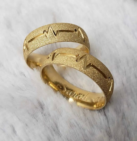 Conjunto Alianças Banhada Ouro 18K 7mm - Paris