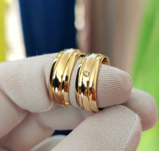 Conjunto Alianças de Moeda Antiga - Ibiza 8mm