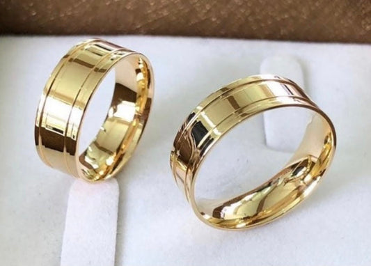 Conjunto Alianças de Moeda Antiga - Carícia Suave 8mm