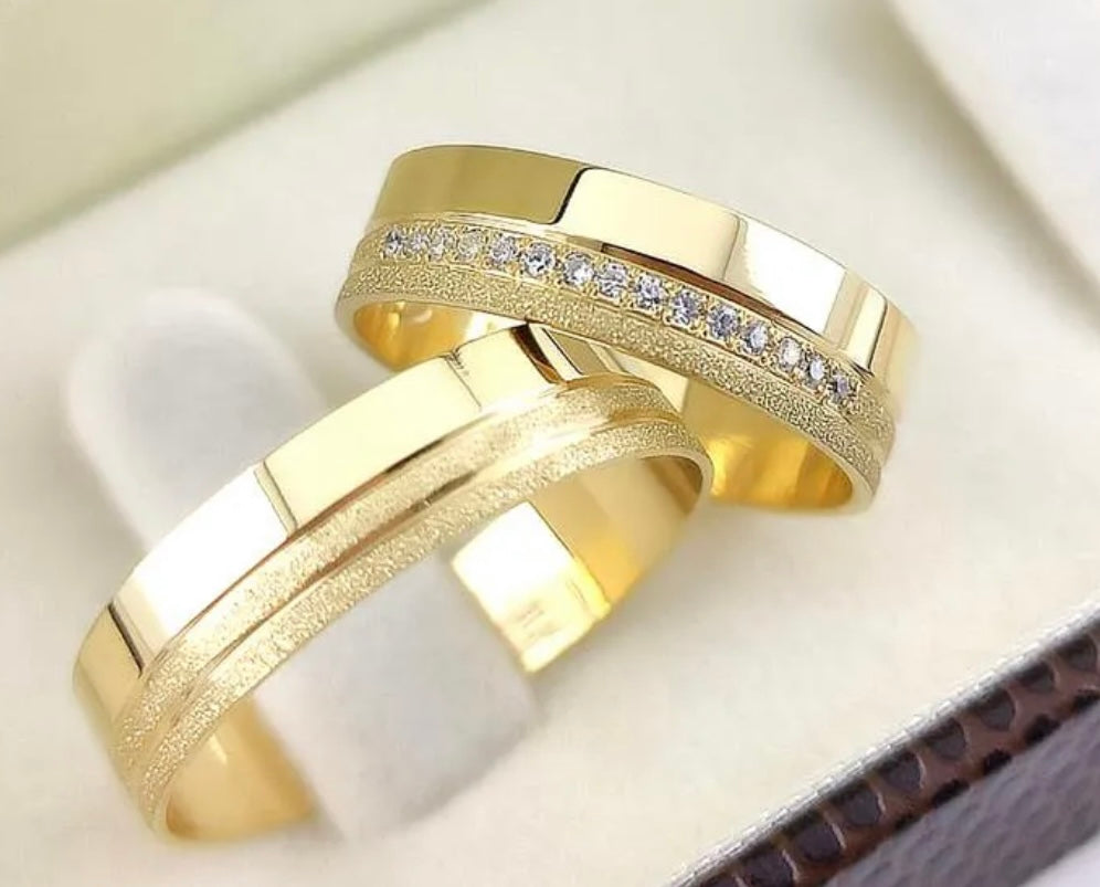 Conjunto Alianças de Moeda Antiga - Amalfi 5mm