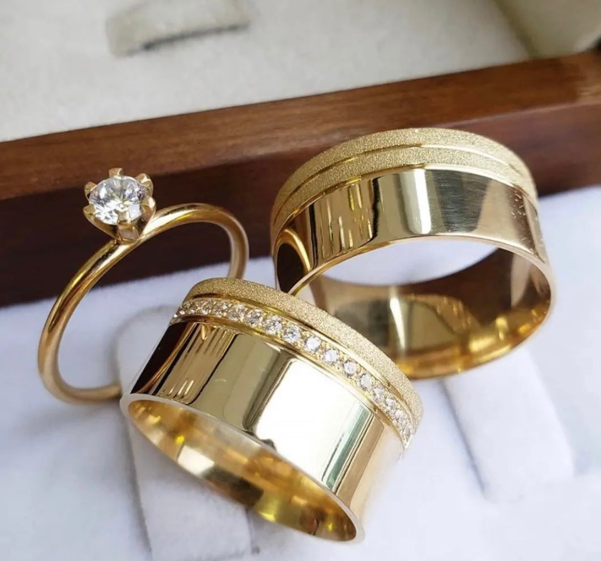 Conjunto Alianças de Moeda Antiga - Gramado 10mm