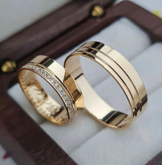 Conjunto Alianças de Moeda Antiga - Fiji 6mm