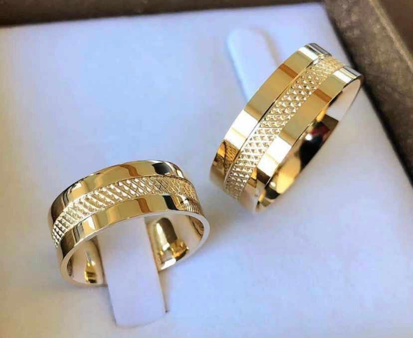 Conjunto Alianças de Moeda Antiga - Por Onde Andei 6mm